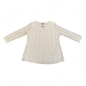 JM Collection - Women's White Lace Blouse